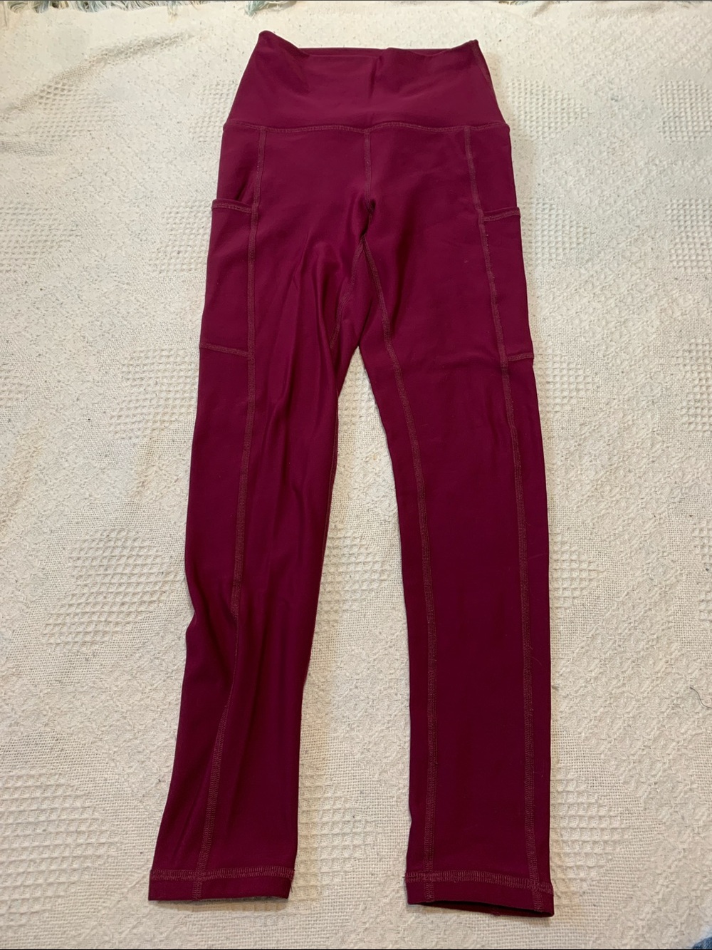 Silver Icing Fleece Lined High-Waist Berry Leggings with Side Pockets